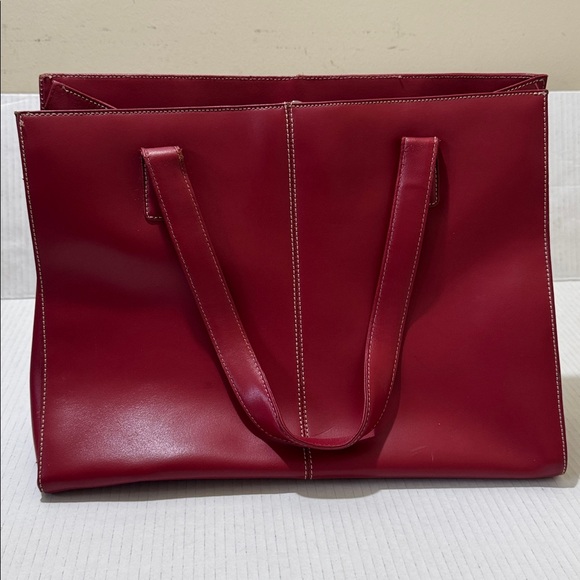 Vintage Wilson’s Leather Red Shoulder Tote Bag Women’s Laptop Bag Multi-Pockets - Picture 2 of 11